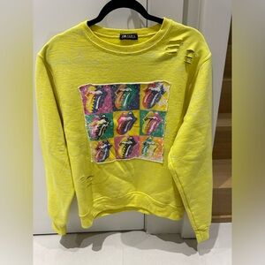 Rolling Stones vibrant yellow sweat top
